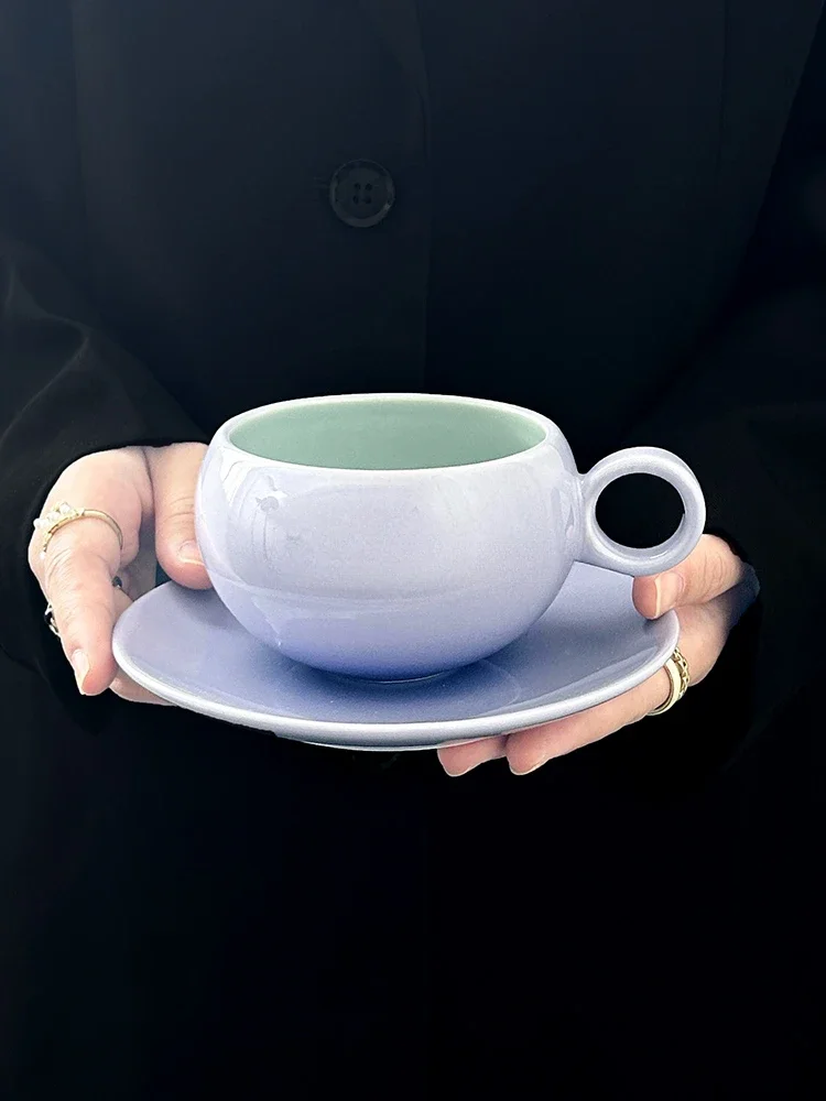 Niche Coffee Cup and Saucer Set, High-end Exquisite Household for Latte Flowers