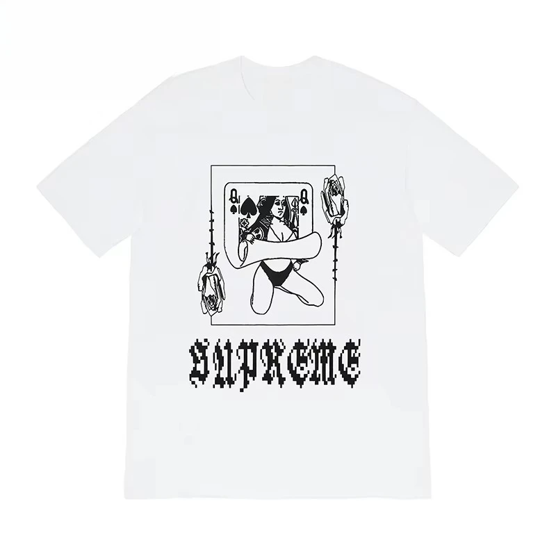 Koszulka SUPCard Q z nadrukiem, modny amerykański trend 2025, do noszenia na co dzień, do sportu i podróży, dla kobiet i mężczyzn.