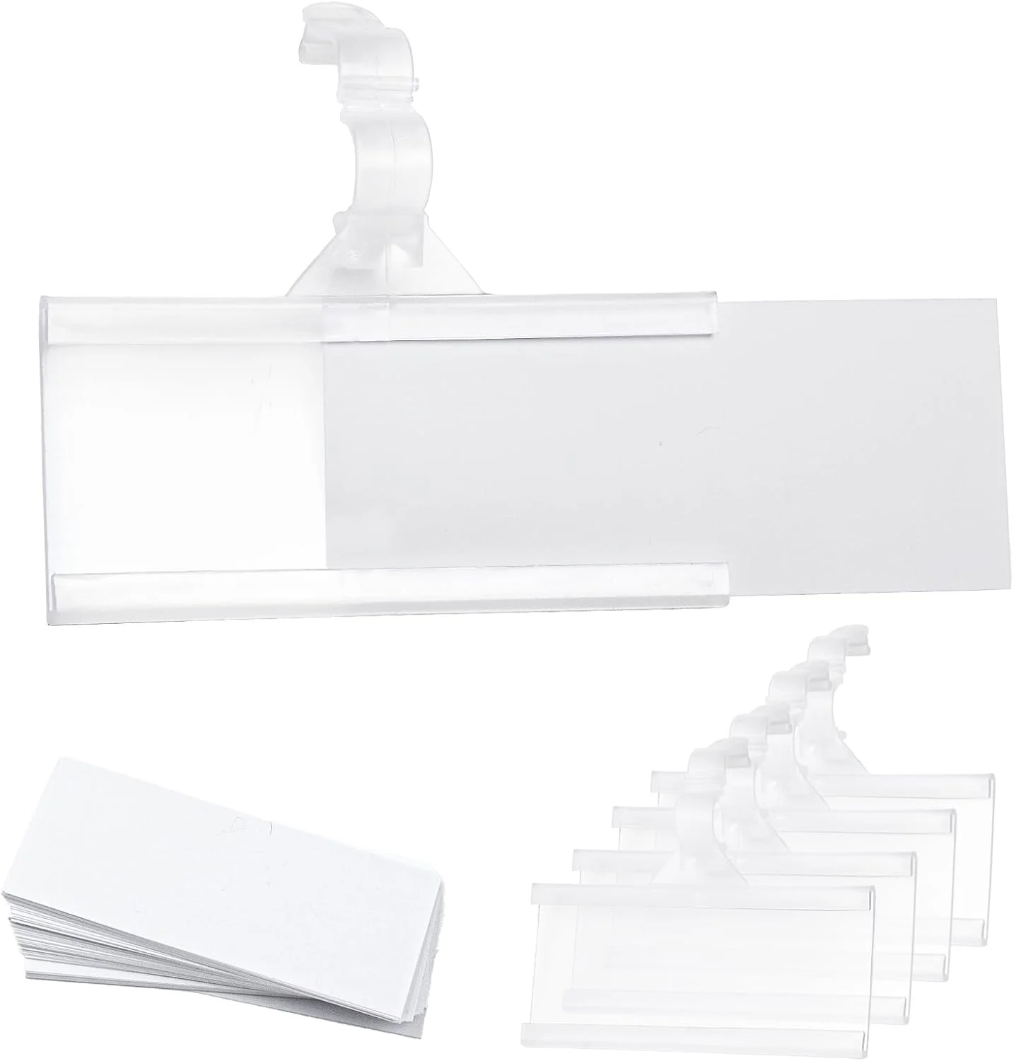 12Pcs Wire Shelf Label Holder, Reusable Plastic Shelf Tags for Pantry Retail Shopping Mall Store Supermarket Wire Shelving