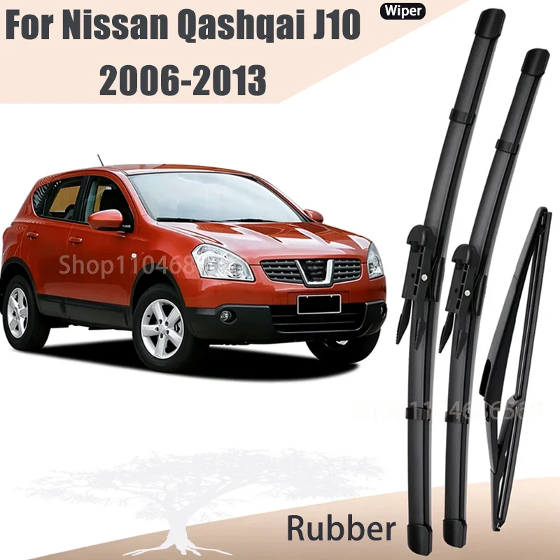 3Pcs Wiper Front & Rear Wiper Blades Set For Nissan Qashqai J10 2006-2013 Windshield Windscreen Car Rain Brush 24"+15"+12"