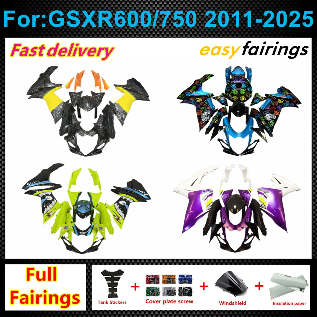 Premium ABS Plastic Full Fairings Kit Aftermarket Bodywork Fit GSXR600 GSXR750 GSXR 600 750 K11 2011‑2026 Motorcycle Fairing