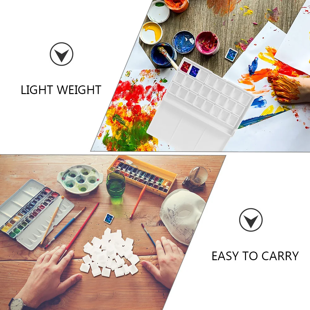 

75pcs Empty Watercolor Paint Half Pans Plastic Diy Palette Reusable Color Mixing Storage Box For Artists Students Painting