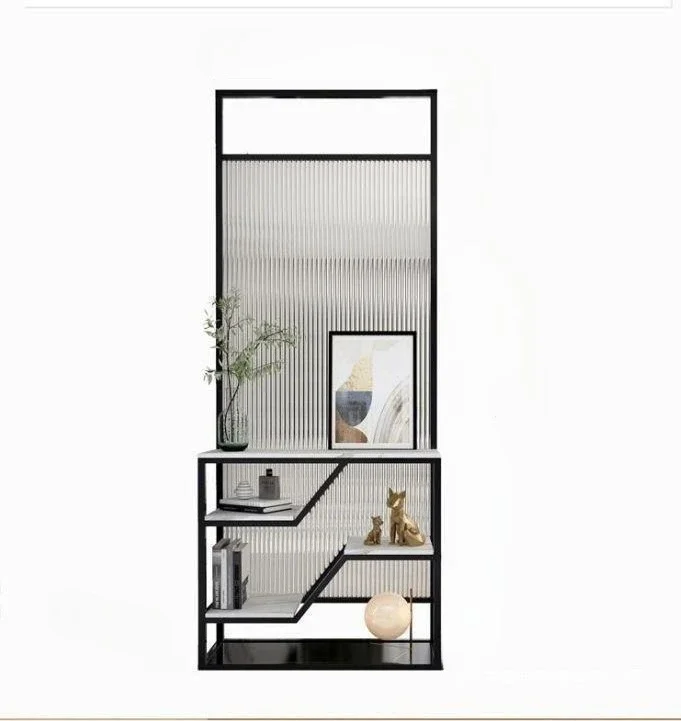 

Glass partition cabinet, light luxury, simple, modern, living room storage, entrance entrance decoration, metal screen