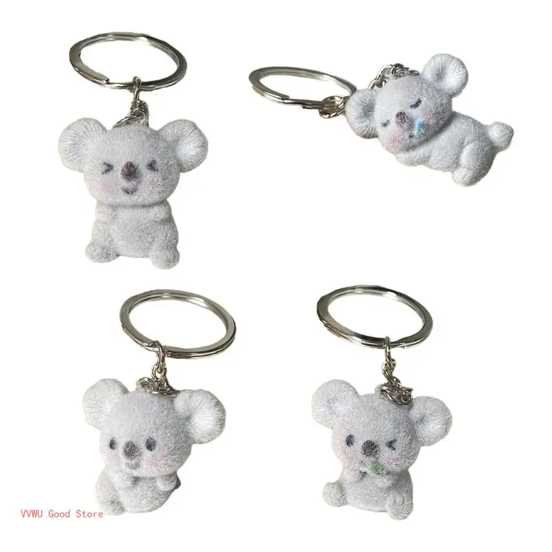 Delightful Flocking Koala Keychain Playful Koala Keyring Pendant Key Adornment Adds Fun To Your Purse Or Backpack