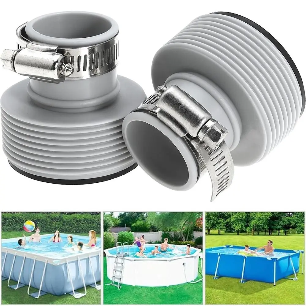 New 1.25 to 1.5 Pool Hose Adapter With Adjustment Hoop Rubber Metal Pool Hose Connector Type B Filter Pump Interface