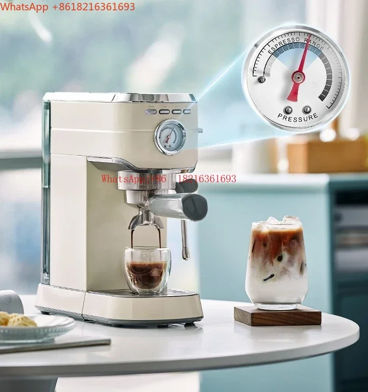 Limited Offer Home Office Mini Semi-automatic Espresso Machine, High-value Metal Body, 20bar Extraction With Pressure Gauge
