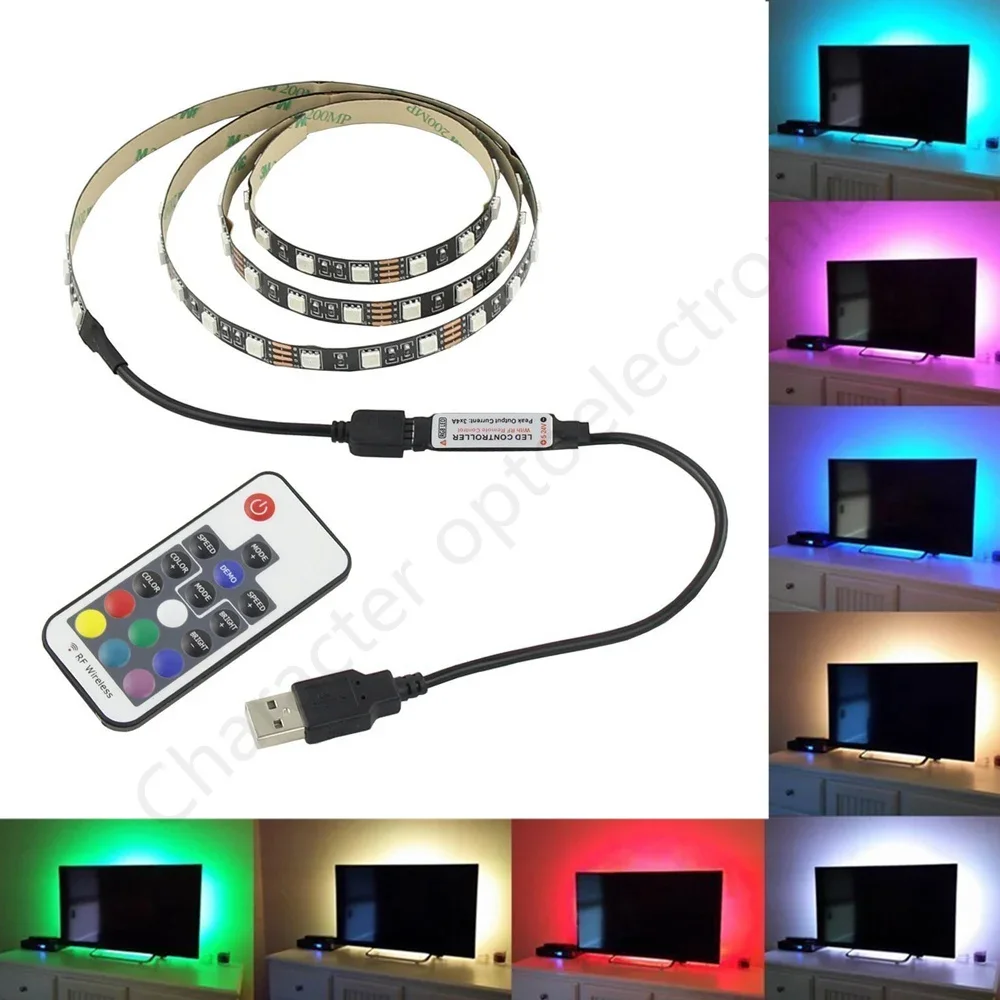 IP20 / IP65 1m 2m 3m 4m 5m DC 5V RGB Flexible USB led strip light 5050 SMD sting Ribbon Adhesive tape TV Background lighting