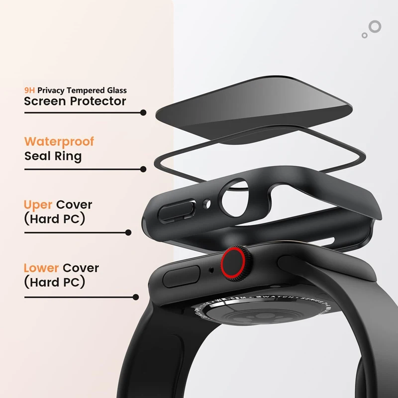 الخصوصية الزجاج المقسى + حالة ل أبل غطاء ساعة 45 مللي متر 41 مللي متر 44 مللي متر 40 مللي متر مكافحة مختلس النظر حامي الشاشة ل iWatch 9 8 7 6 5 4 SE