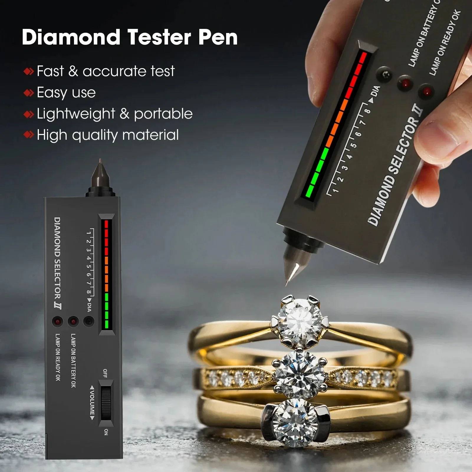 Portable Diamond and Moissanite Tester Pen Thermal Conductivity Meter for Loose Gemstone Authenticity Jewelry Testing Tool