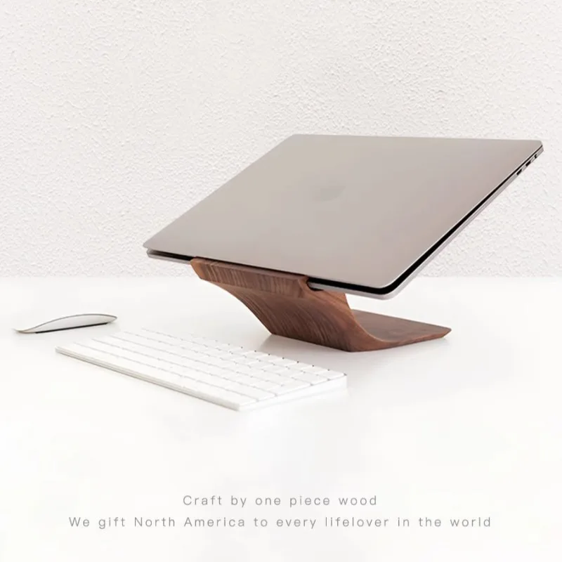 Black Walnut Wood Laptop Bracket Display Shelf Tablet PC Storage Custom for Mechanical Keyboard Collect Stand Desktop Decoration