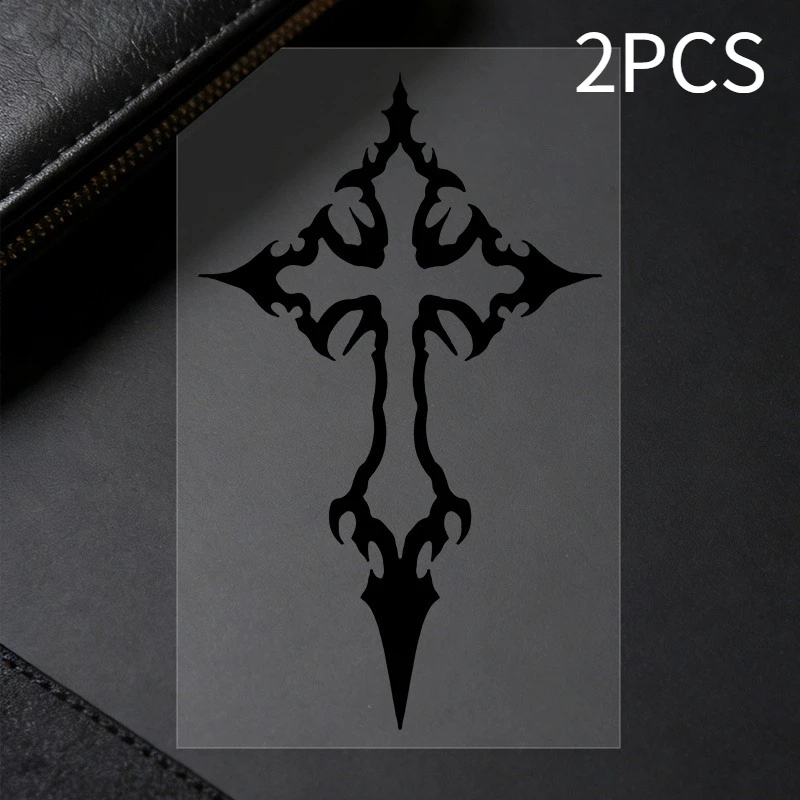 2-teiliges Set Tribal Cross Vinyl-Aufkleber, wasserfeste Aufkleber für Fahrräder, holografisch und silberfarben – Detail 8