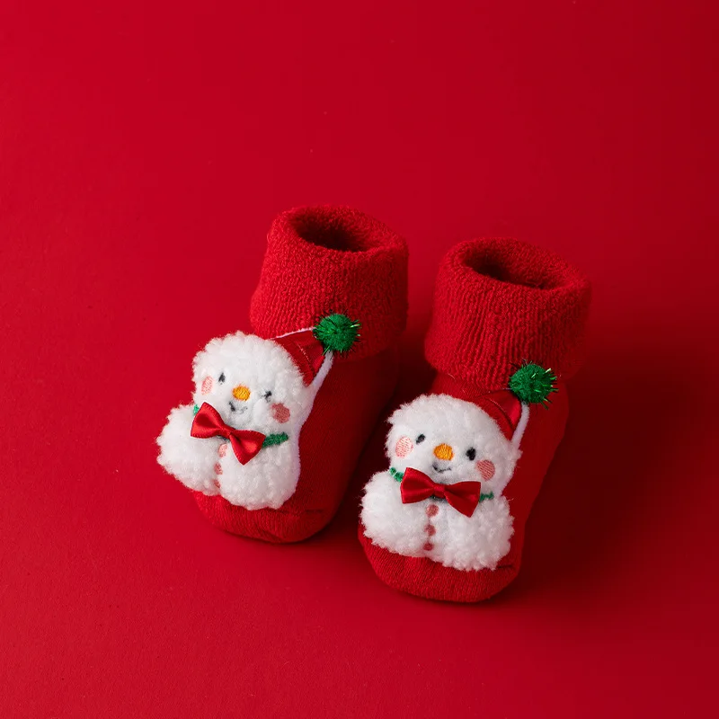 Newborn Cotton Winter Autumn Baby Girls Boys Kids Socks Infant Christmas Santa Claus Terry Warm slippers Children Sock 0-3years