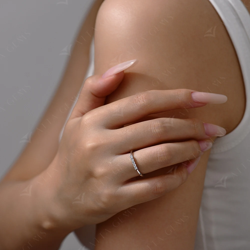 ATTAGEMS 2mm Round Cut lab Diamond Ring Pure 10k 14K 18K Gold for Women Girl Anniversary Gift Simple Versatile Ring Fine Jewelry