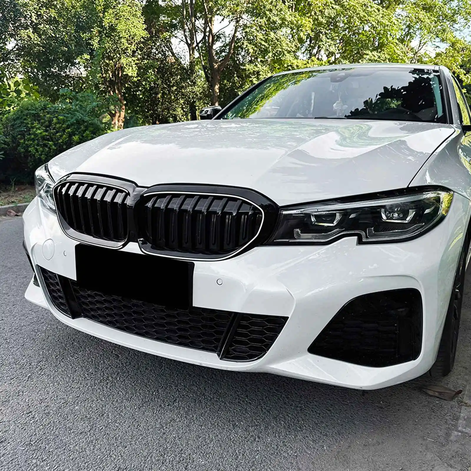 

ront Kidney Grille Racing Grill Upper Bumper Radiator Hood Mesh Grid With LED Light For BMW 3 Series G20 G21 2019-2022