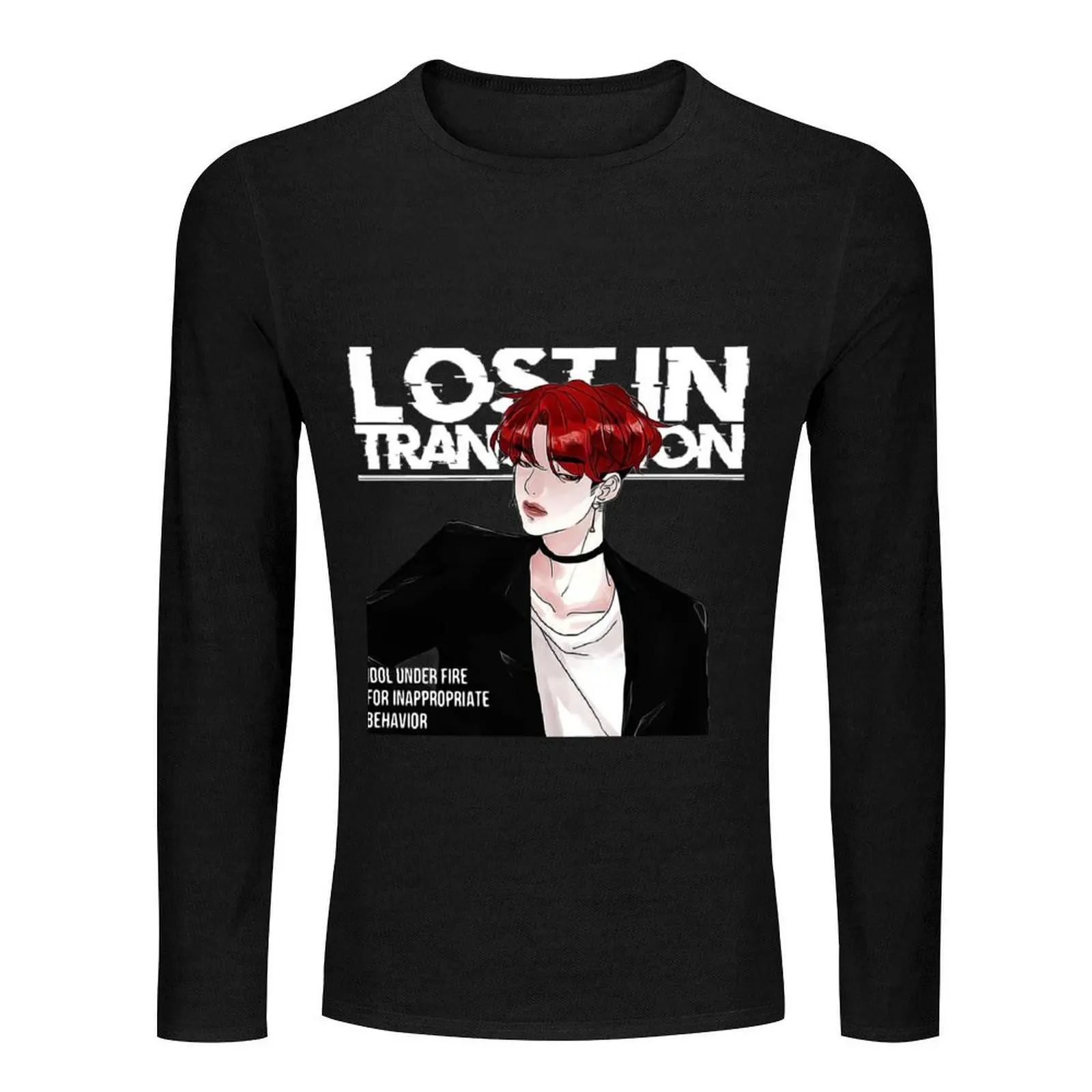 فقدت في الترجمة-آهن جايون تي شيرت طويل ملابس لطيف ملابس kawaii أسود تي شيرت مخصص تي شيرت تي شيرت الرجال