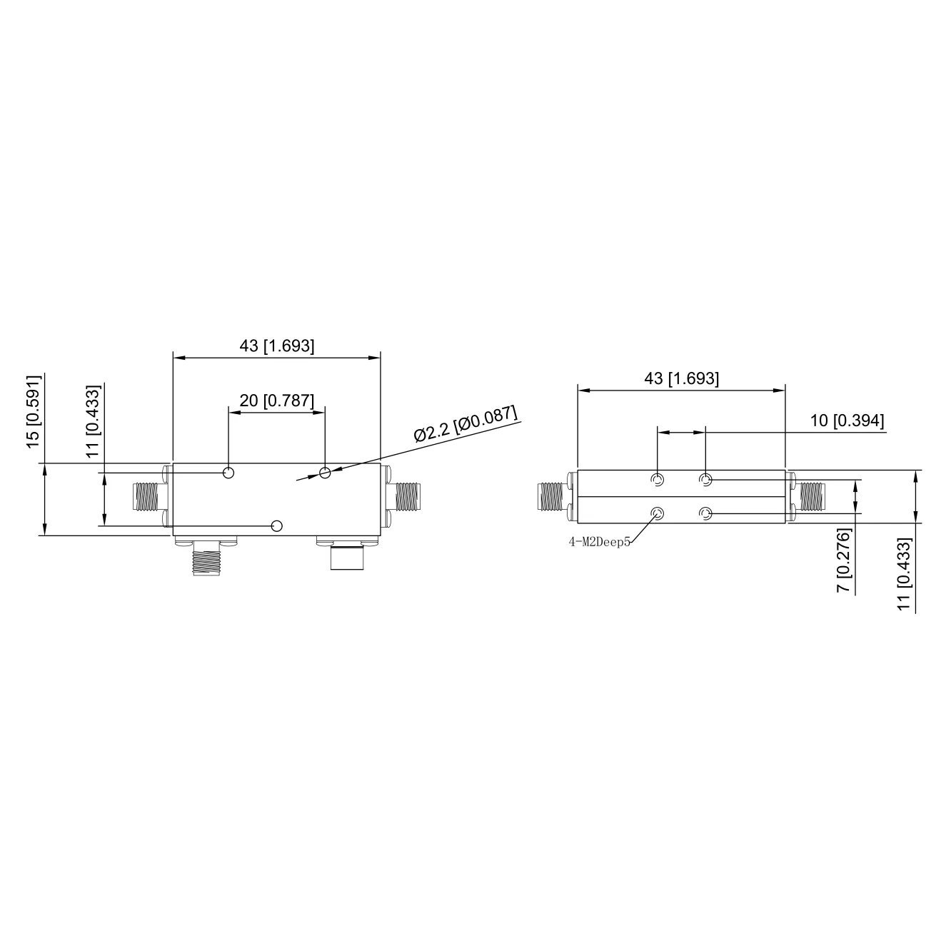 2-8 GHz Directional Coupler, 20 DB SMA, 8000 MHz Broadband Coupler, Microstrip Coupler (customisable)