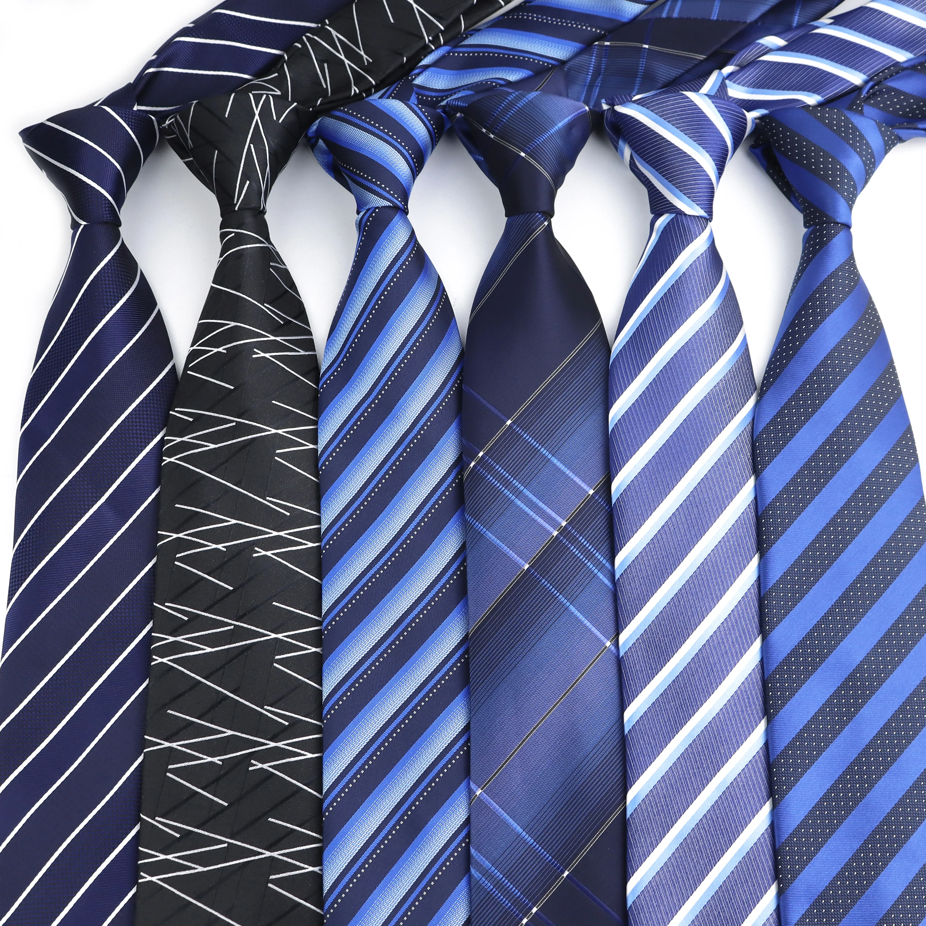 Klassische gestreifte Paisley-Krawatte für Herren, blau, 8 cm, formelle Modekrawatte für Herren, Bräutigam, Smoking, Anzug, Hemd, Accessoire