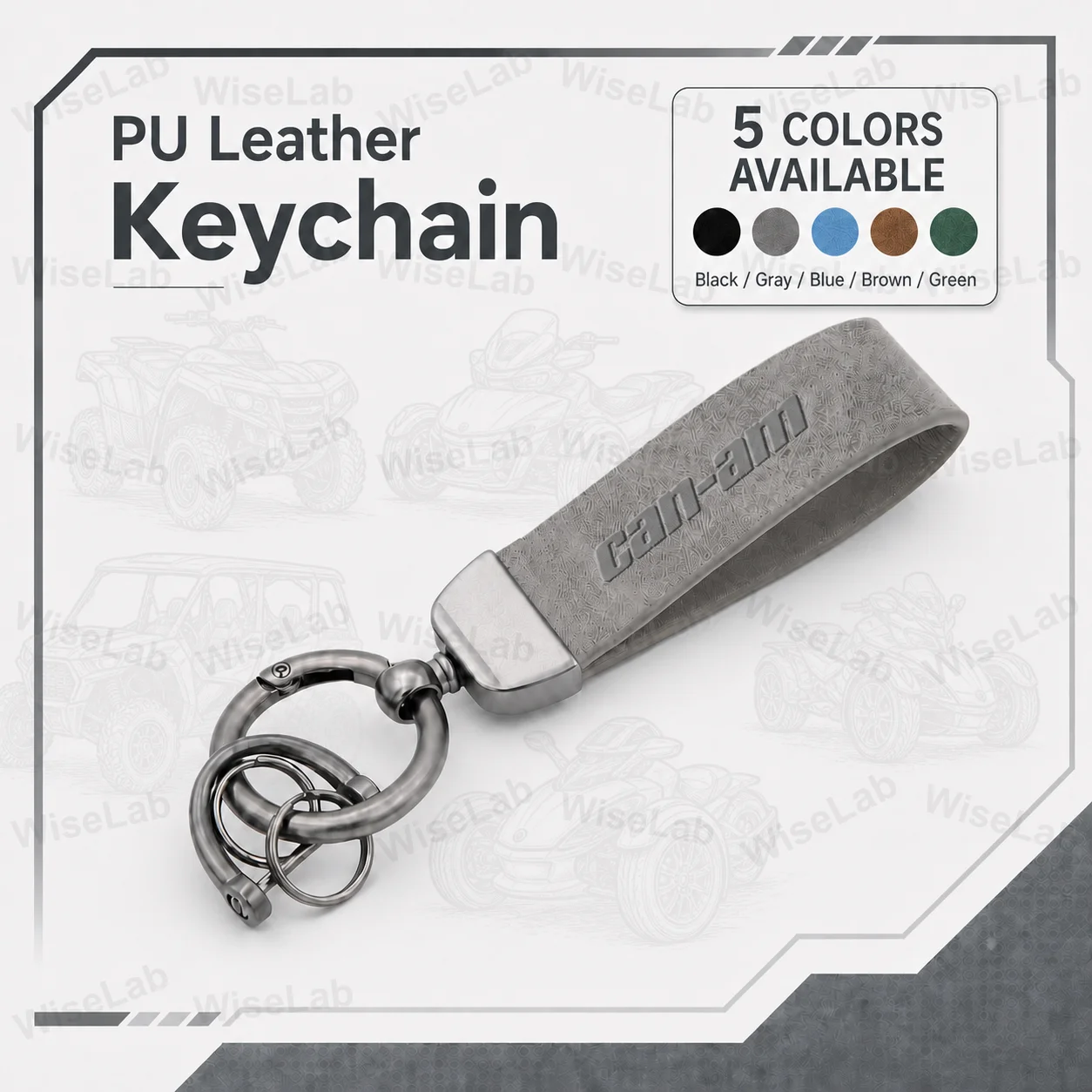 For Can Am Outlander 1000 Ryker 900 Renegade 800 Canam Maverick X3 Spyder Luxury PU Leather Keychain motorcycle