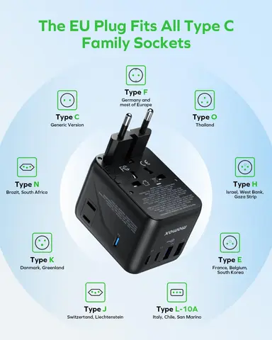Универсальный дорожный адаптер MOMAX GaN 70 Вт по всему миру с 3 портами USB Type-C 1 розеткой переменного тока Адаптер для быстрой зарядки ЕС/США/Япония/Австралии