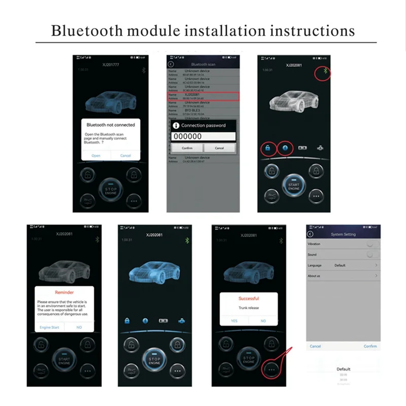 Reliable-Car Remote Start Stop Kit Bluetooth Mobile Phone APP Control Engine Ignition Open Trunk PKE Keyless Entry Car Alarm
