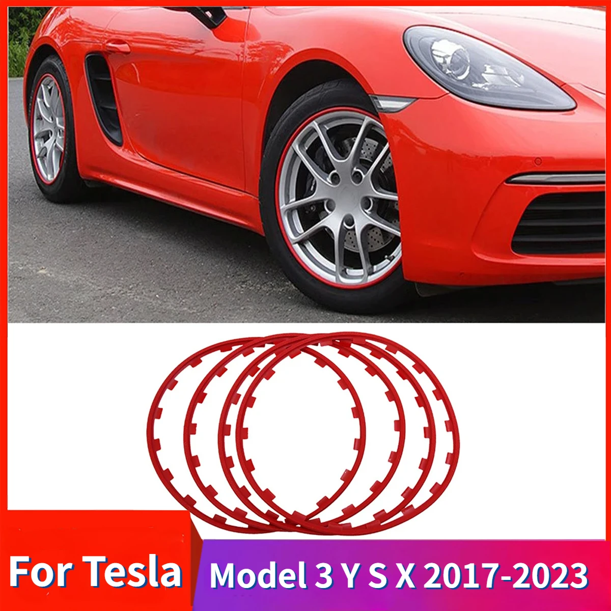 

Car 4pcs Vehicle Wheel Rims Edge Protector Ring Tire Guard Strip for Tesla Model 3 Y S X 2017-2023 Guard Protector Cover Bodykit