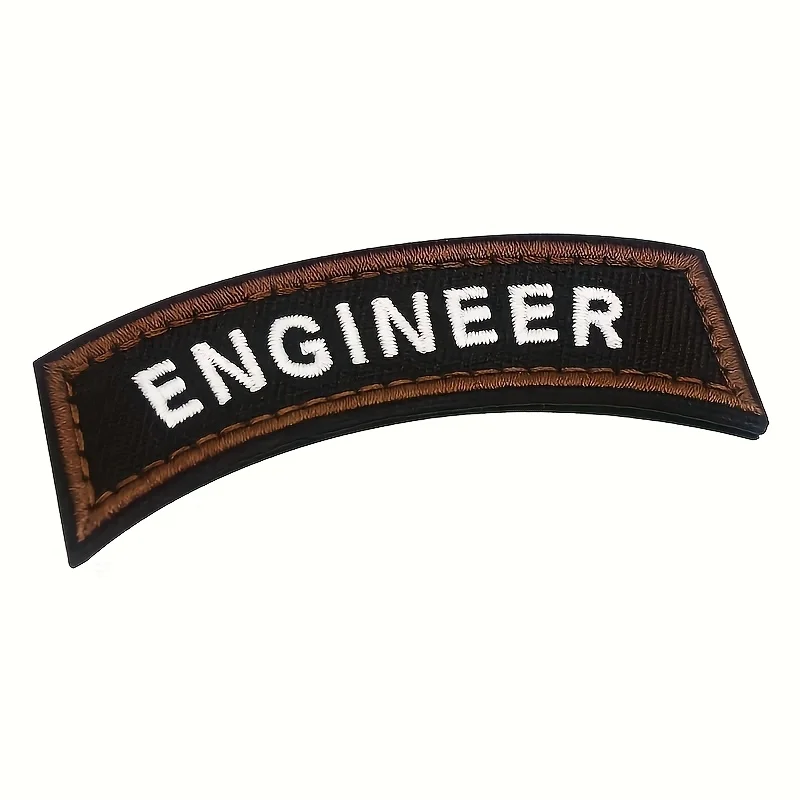Tactical Engineer & Contractor Embroidered Patch, Velcro Patch, Black Bow Shape With Hook & Loop Fastener