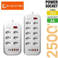Brazil Plug AC Outlets Multitap Power Strip Line Filter Socket Extension Cord Electrical With USB Type C Charger Network Adapter