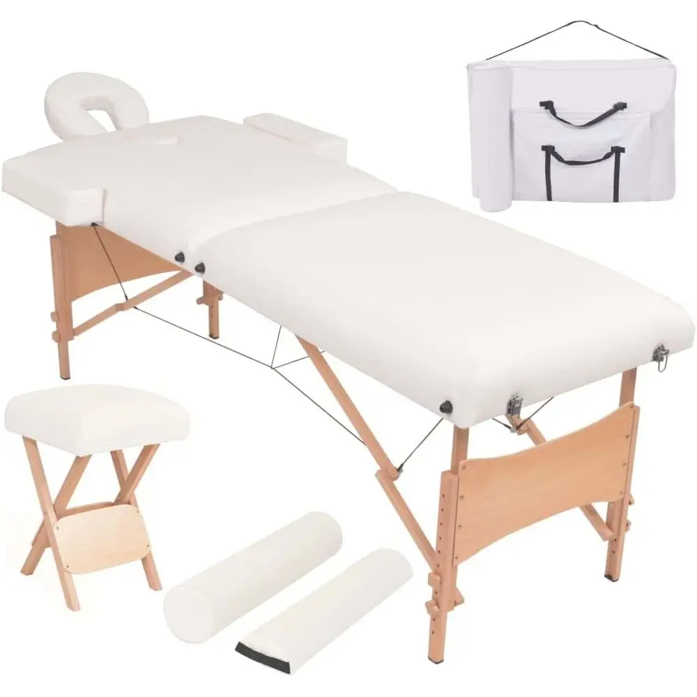 

Portable 2-Zone Massage Table, 3.9 Thick Adjustable Spa Bed for Home Therapy and Beauty Use
