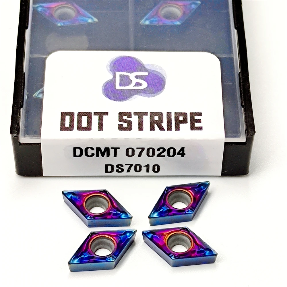Alta calidad DCMT070204 DCMT070208 hoja de inserción de carburo interno DCMT 070204/070208 herramienta de torneado nano azul herramienta de corte cementado