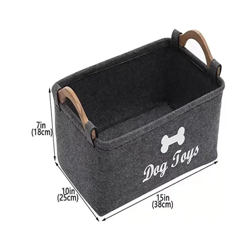 Toy Dog Basket Pet Storage Box Pet Toy Storage Accessory Felt Cat Supplise Container Bin Baskets Accessories Containers Organize