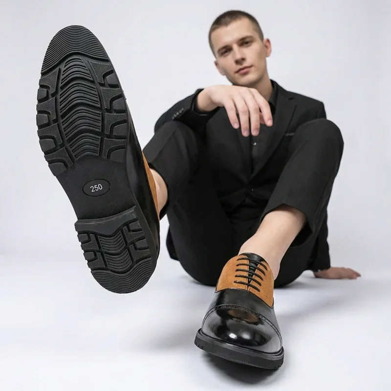 2026 Men's Business Leather Shoes Casual plus Size British Dress Shoes Comfortable Breathable Color Matching