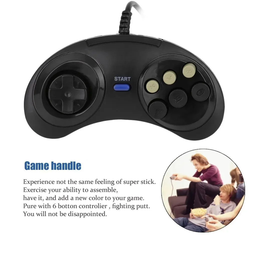 For Game Controller SEGA Genesis Megadrive for 16 Bit Handle Controller 6 Button Gamepad for SEGA MD Game Accessories