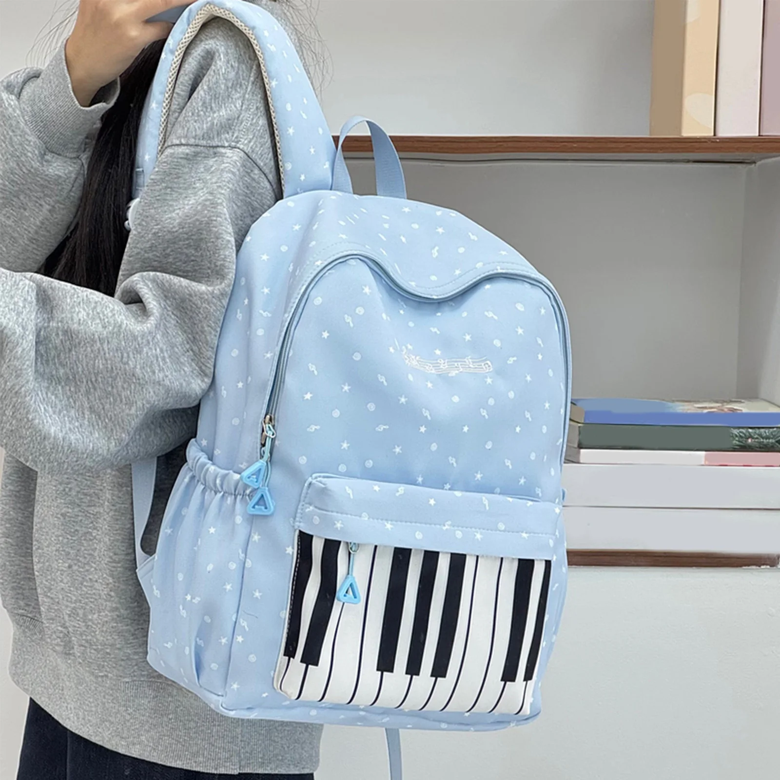 Piano Keys Music Note Casual Travel Daypack Elementary Middle Aesthetic Daypack for Women Women