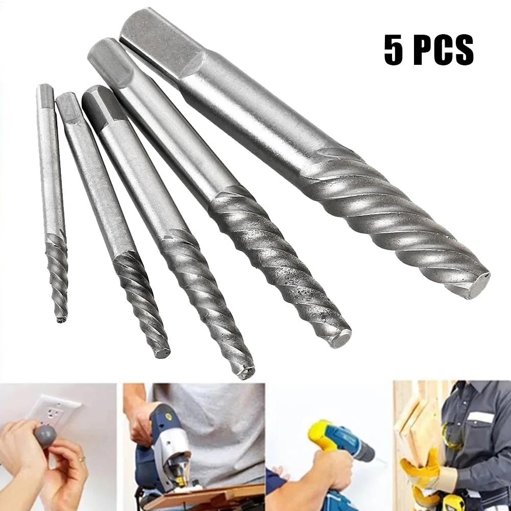 5pcs/set Convenient Cobalt Left Hand Drill Bit Broken Bolt Damaged Screw Extractor Set With Metal Case To Collect The Tools