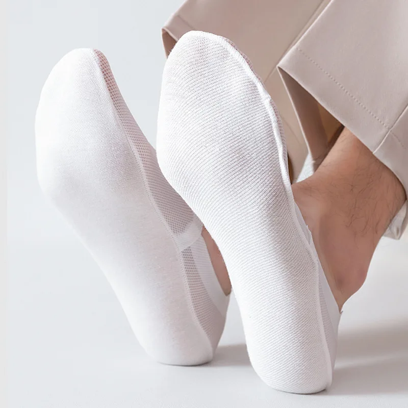3Pairs Mannen Bootsokken Dunne Ademende Zachte Casual Zomer Onzichtbare Sok Hoge Kwaliteit Effen Kleur Siliconen Antislip Low cut Sox