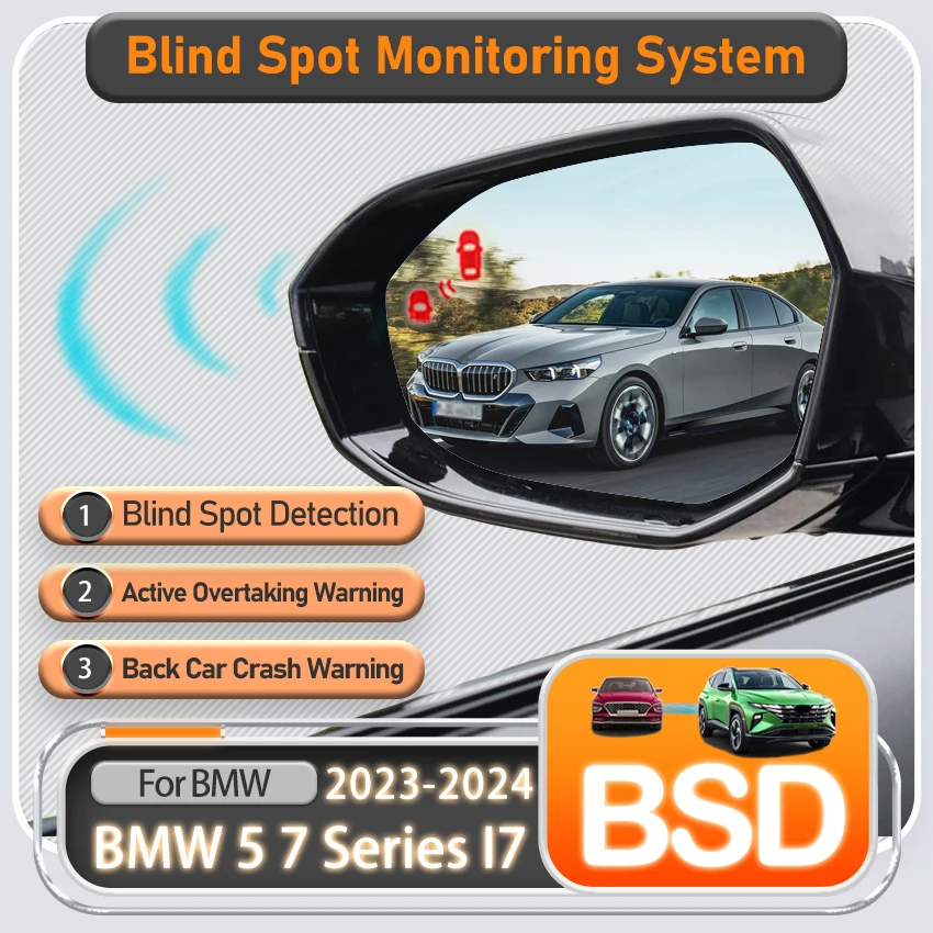 Car BSD BSM BSA 24GHZ Blind Area Spot Warning Drive Mirror Rear Radar Microwave Detection System For BMW 5 7 Series I7 2023-2024