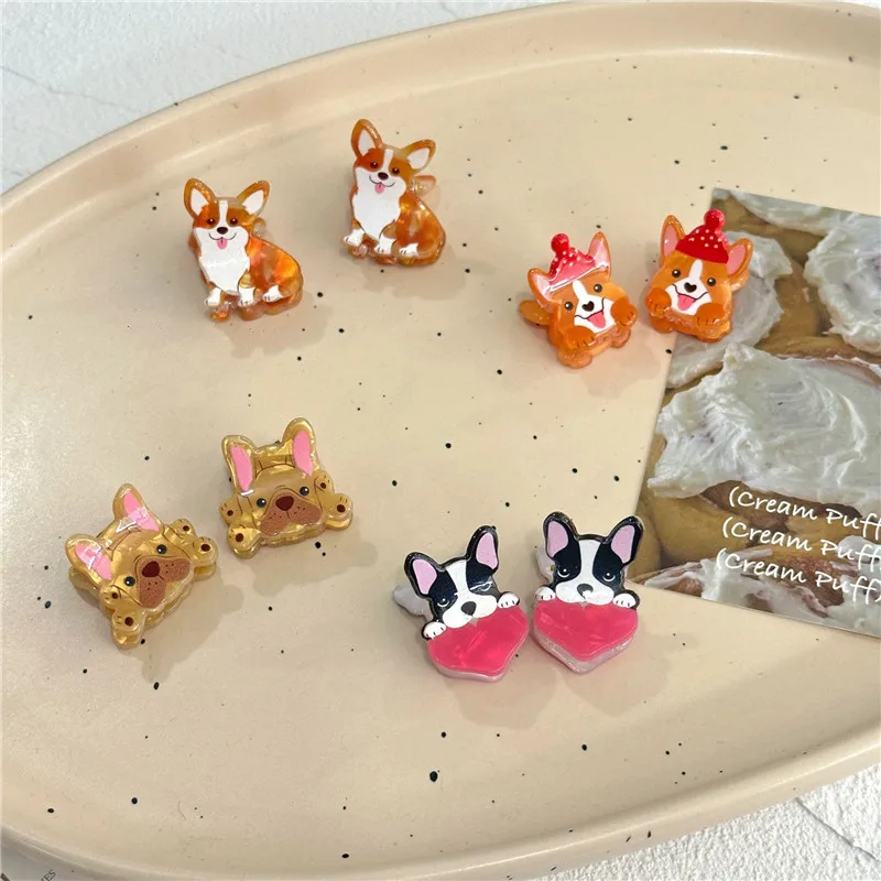2 stks/partij Cartoon Fun Animal Kleine Grab Clip Imitatie Corgi Franse Bulldog Shiba Inu Honden Pony Klauw Leuke Vrouwen Haaraccessoires