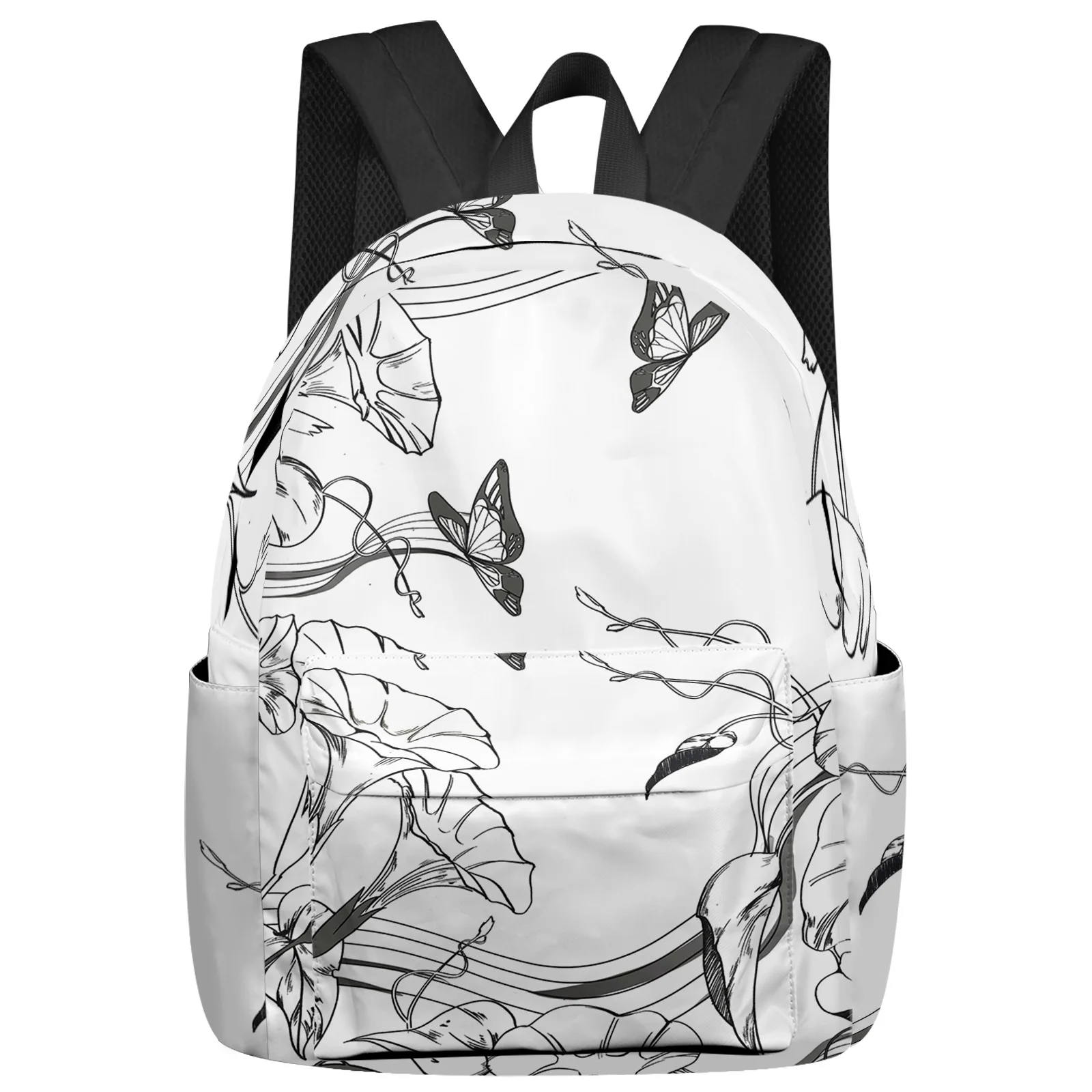 Flower Butterfly Artistic Student School Bags Laptop Custom Backpack For Men Women Female Travel Mochila