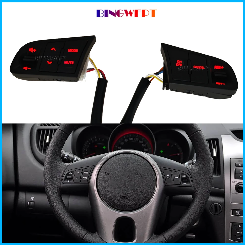 With Backlight Steering Wheel Music Control Button Volume Up And Down Cruise Button For Kia Forte Shuma Cerato Koup 2008 - 2012