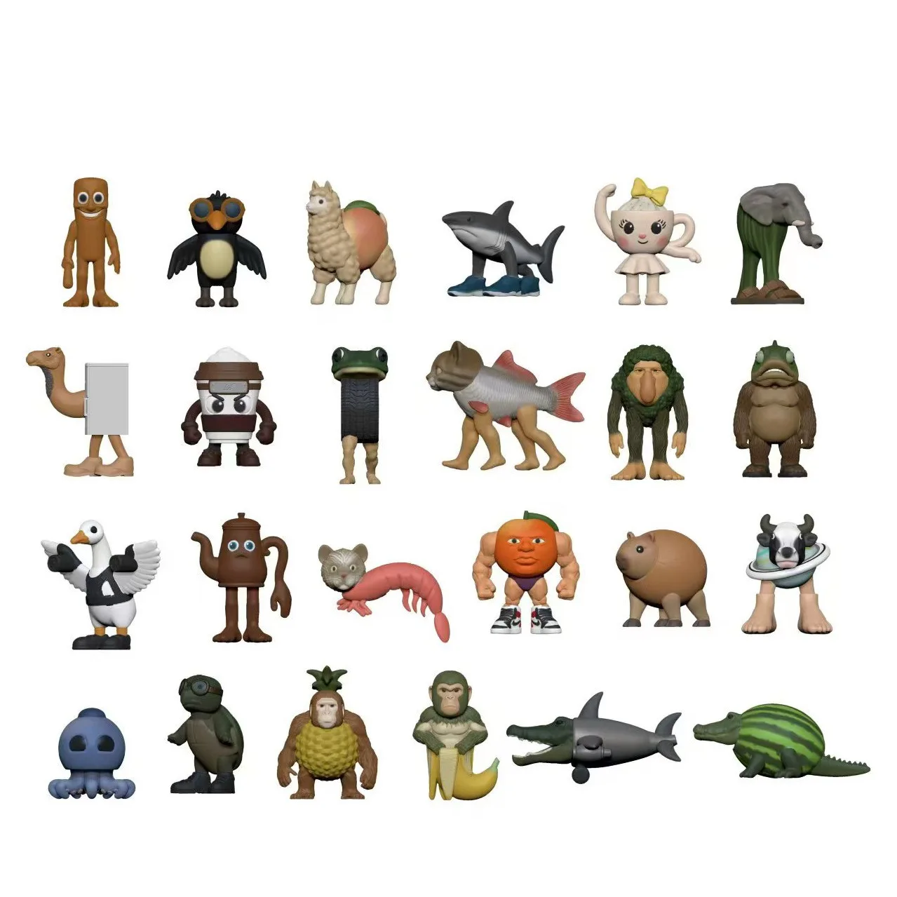 24 unids/set Tung tung Sahur Figuras ModelPVC italiano Brainrot Tun Tung Tung Sahur Figuras de acción regalo de cumpleaños regalo de Navidad