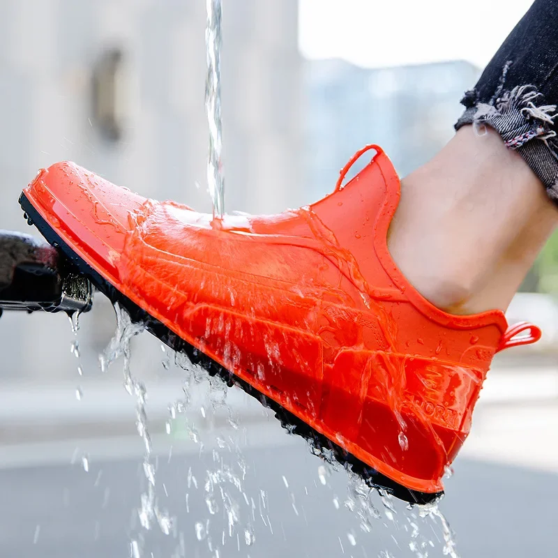 Heren Sport Regenlaarzen Enkel Waterdichte Schoenen Lage Top Keuken Schoenen Vissen Schoenen Slip Op Anti-Slip Laarzen Zomer Mode