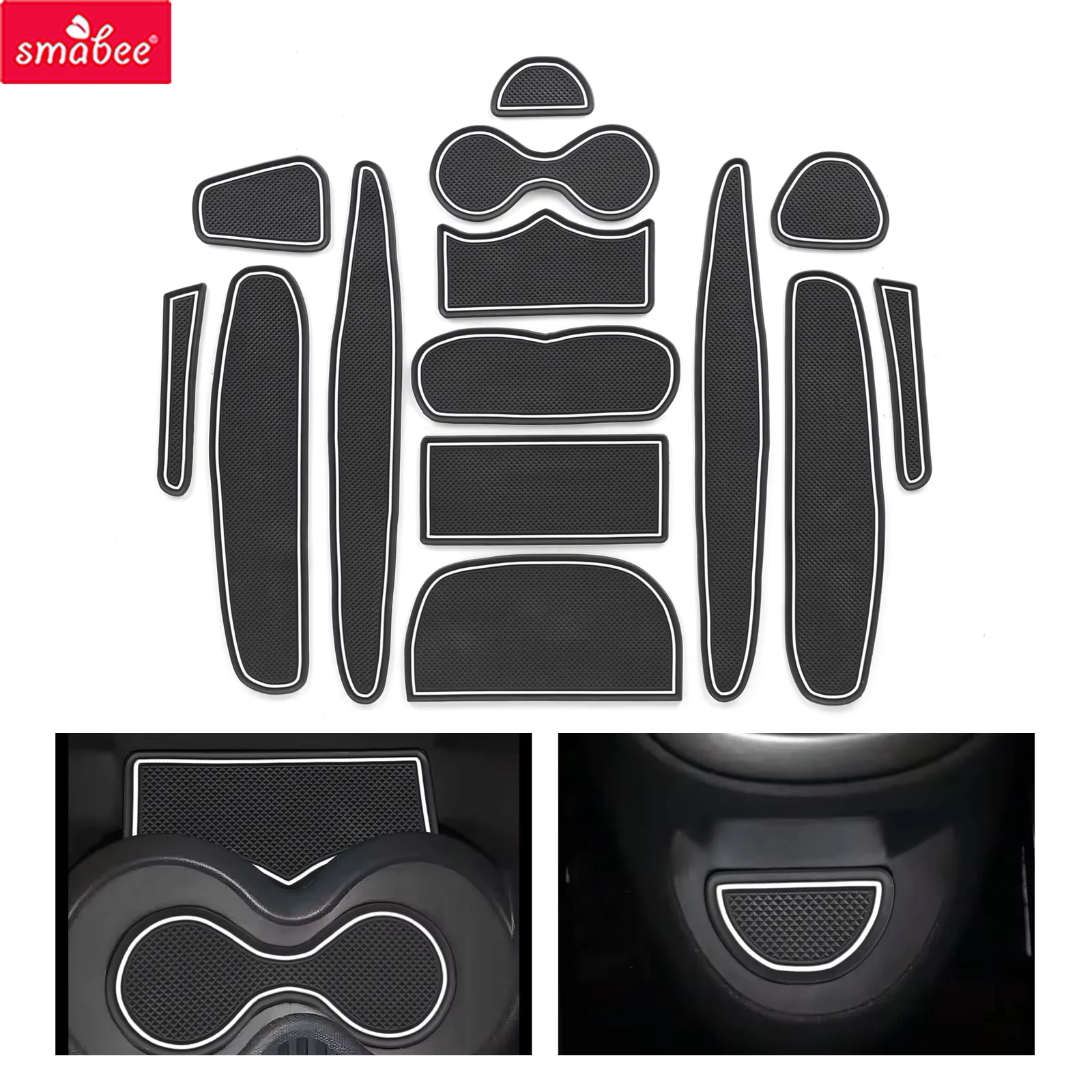 Smabee for Citroen C1 2005 - 2014 Anti-Slip Center Console Gate Slot Cup Mat Door Groove Pad Accessories Non-Slip Mats Coasters