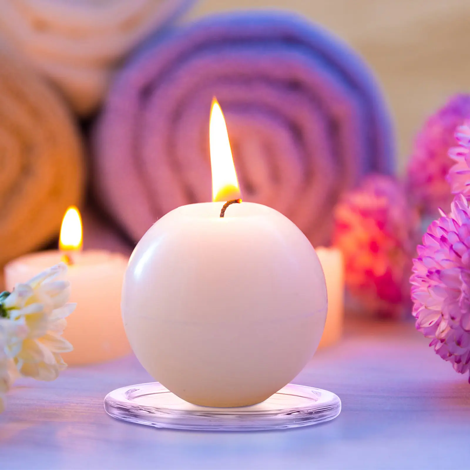 7Pcs Round Glass Tray Clear Decorative Plate Tealight Holder for Wedding Stand Home Decoration Teal Votive Holder