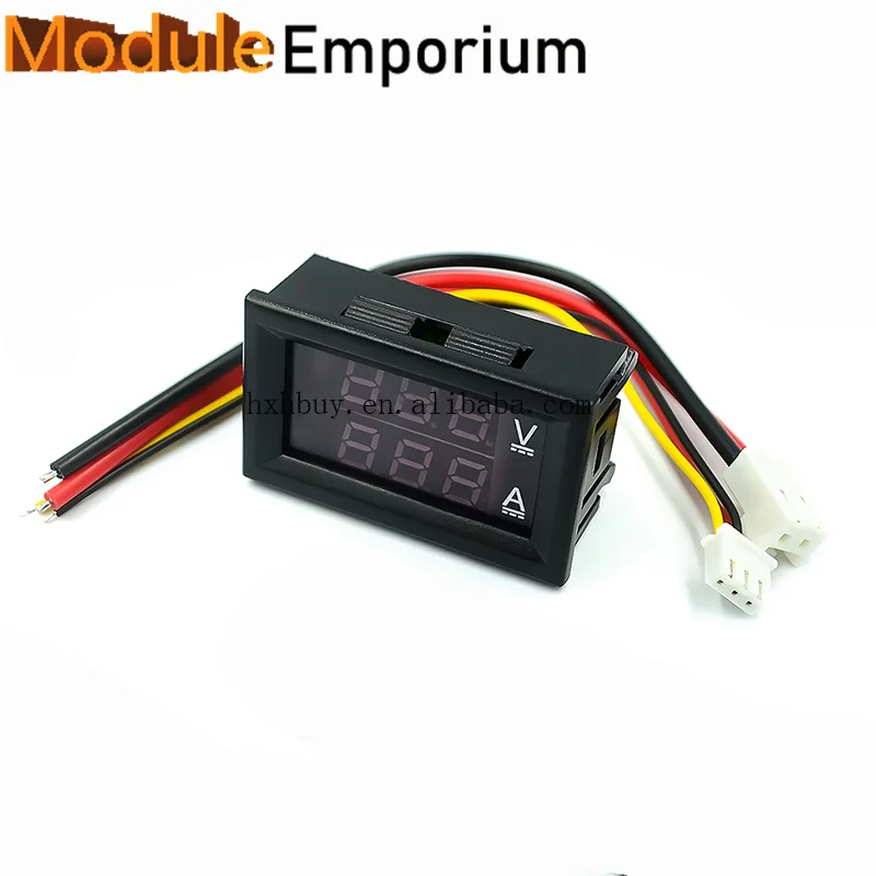 (Red and Blue 10A) DC0-100V 10A with fine-tuning LED DC dual display digital voltage and current meter