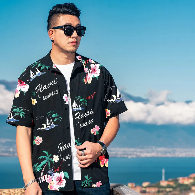 Extra-large size men\'s summer new Print plus size men\'s shirts casual loose personality man shirts for men 13XL 12XL