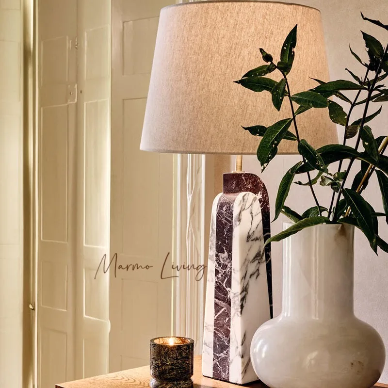 

Nordic light luxury natural marble table lamp designer model room villa hotel bedroom living room study decorative lamp