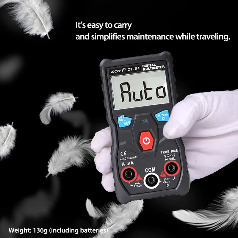 Digital multimeter tester ZT-S1/S4 automatic range true effective value fully automatic multimeter with NCV LCD screen tool test