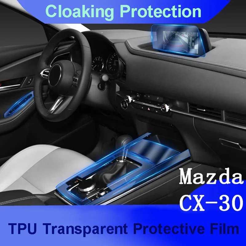 

For Mazda CX30 2020 Navigation Center Console Gear Panel Screen TPU Car Interior Protective Film Anti-Scratch Repair Sticker