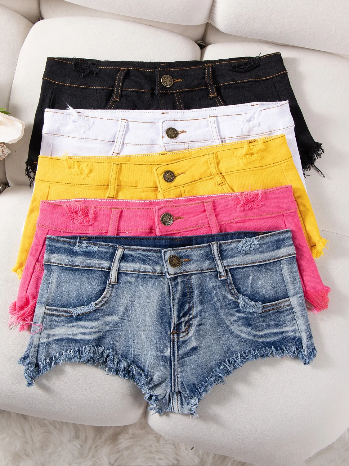

Sexy Low Waist Distred Denim orts Women's Summer Vintage Slim Fit Frayed Hem Hot Pants Breathable Comfortable Casual orts