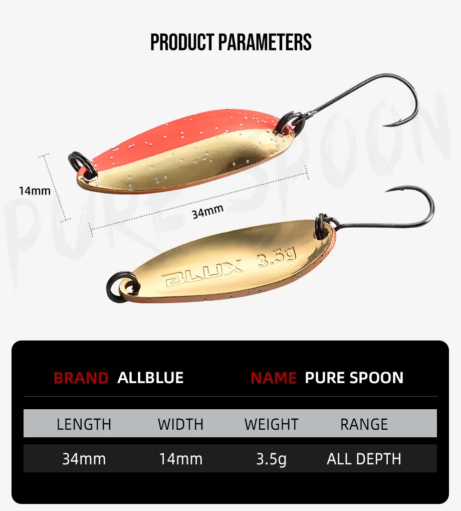 ALLBLUE Pure Spoon 3,5g Metallköder Angelköder für Bachgebiete Forellenmaterial Spinner Süßwasser-Angelausrüstung – Detail 2